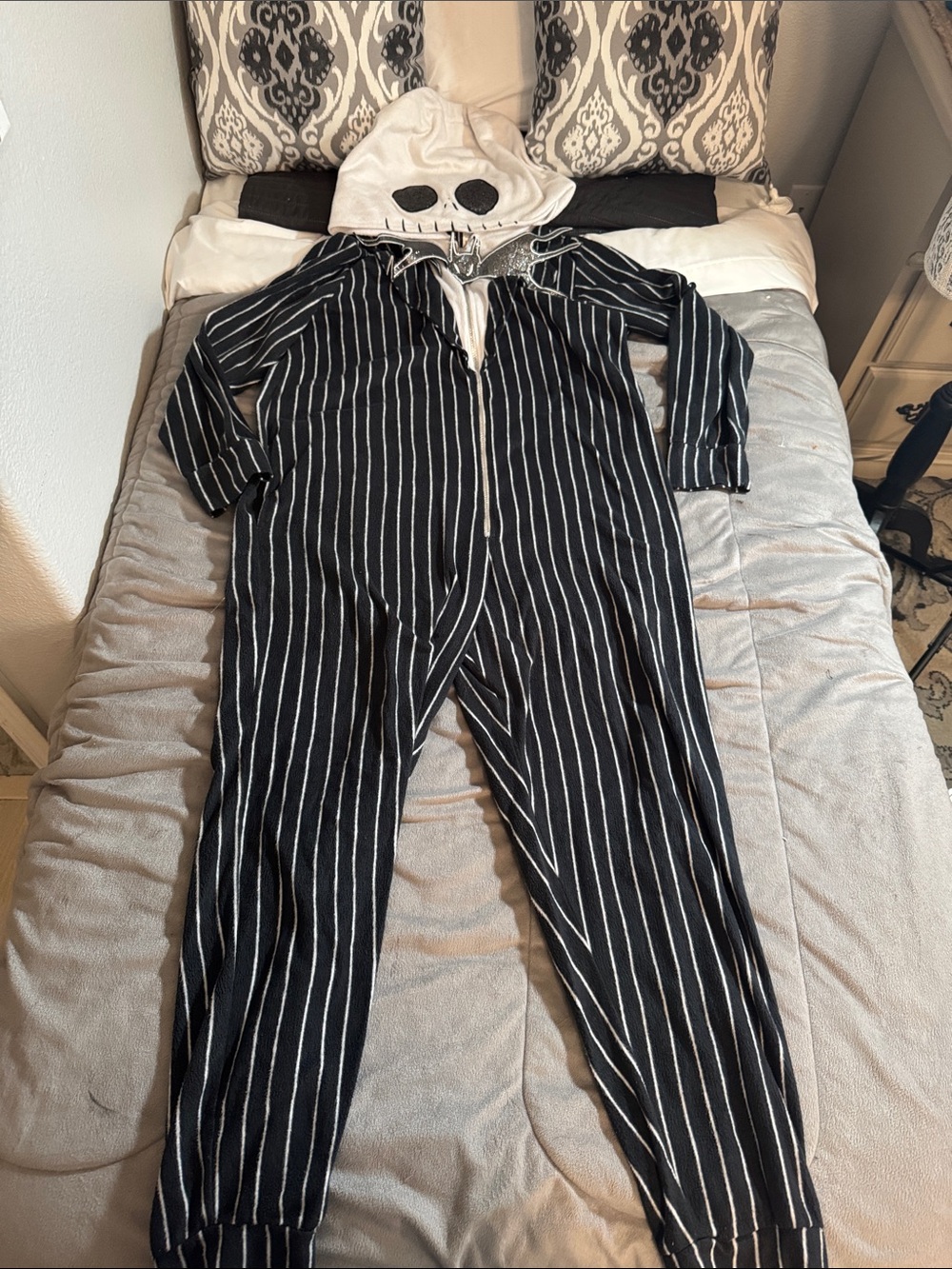 Disney nightmare b4 Christmas Striped Jack Skellington Hooded One-Piece wmn 2XL